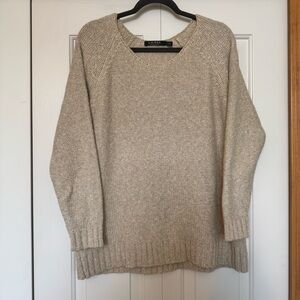 LAUREN RALPH LAUREN OPEN KNIT COTTON BLEND SWEATER